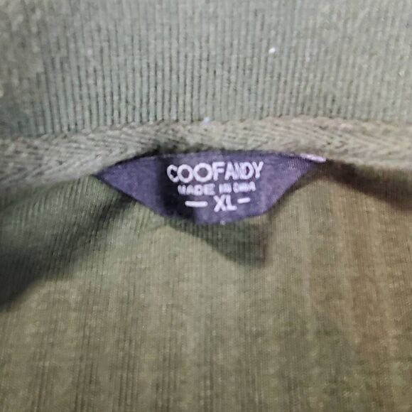 Coofandy Shirt Mens XL Green Ribbed Long Sleeve Half Zip Polo - Picture 2 of 7